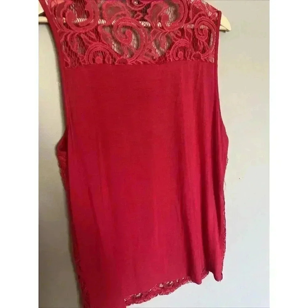 Adrianna Papell Red Lace Blouse - Picture 5 of 8